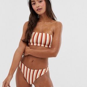 ASOS Rust Brown Striped Bikini Bottoms